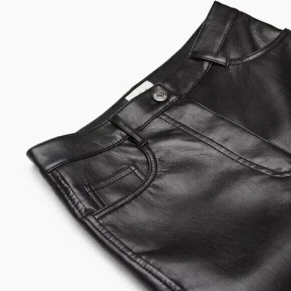 Aritzia  Wildred The Melina Cropped Pant Vegan Leather Black Size 0 - Picture 3 of 12